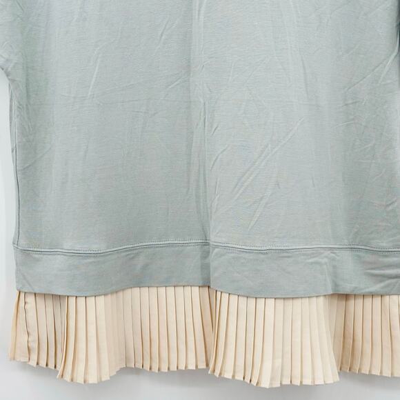 LOGO by Lori Goldstein Drop Shoulder Knit Top Pleated Trim Cap Sleeve XXS 2XS - Picture 4 of 9